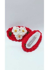 Resim Handmade Tasarım Hediyelik Amigurumi Yeni Trend Işlemeli 2'li Toka Seti Kırmızı Tek Ebat Çok Renkli Kırmızı 