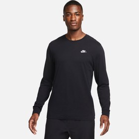 Resim Nike Sportswear Club Erkek Siyah Uzun Kollu T-Shirt 