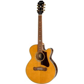 Resim Epiphone J-200 EC Studio Parlor Elektro Akustik Gitar (Vintage Natural) 