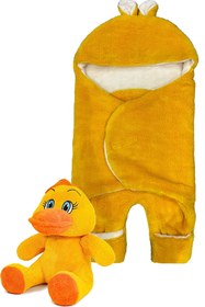 Resim Canestar - Bebek Dış Kundak (uyku tulumu) SARI YANINDA HEDİYE SEVİMLİ PELUŞ UYKU AYI-SEVİMLİ ÖRDEK 