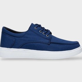 Resim Liger Erkek Keten Gabardin Kumaş Günlük Sneaker Ayakkabı LACİVERT 