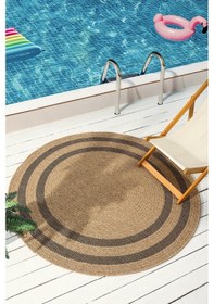 Resim İndia Siyah Daire Halı Salon Oturma Odası Çocuk Odası Yatak Odası Halısı 668 Siyah 