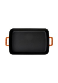 Resim Lava Döküm Dikdörtgen Rosto Ve Fırın Tepsisi Döküm Demir Yekpare Çift Kulplu Ölçü 22x30cm Turuncu 