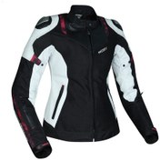 Resim Motosiklet Kadın Montu Full Korumalı 4 Mevsim Deri Ve Maxdura Kumaş Mont White 
