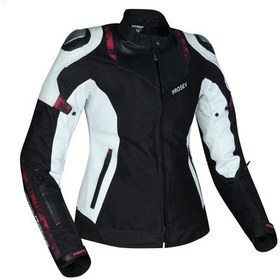 Resim Motosiklet Kadın Montu Full Korumalı 4 Mevsim Deri Ve Maxdura Kumaş Mont White 