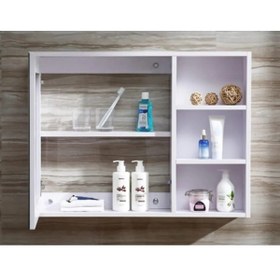 Resim Taç-Dek Bas aç kapaklı Banyo Dolabı Aynalı Üst Modülü. 