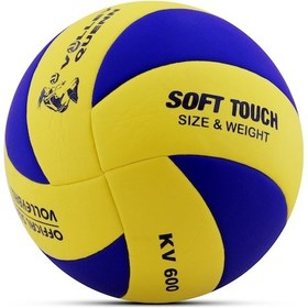 Resim Voleybol Topu Swirl Soft Touch Yapıştırma Yumuşak Yüzey 8 Panel 5 Numara Kırmızı Sarı 