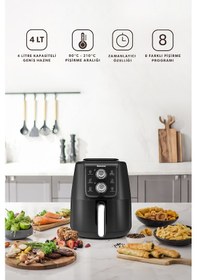 Resim Homend Airfryday 2509H Siyah Silver Çelik Hazneli 4 Lt 