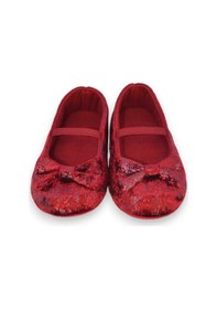 Resim Bordo Parıltılı Kadife Kız Bebek Lastikli İlk Adım Babet-f-541 Bordo 