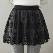 Resim Şık Kadınlar için Kontrast Dantel Etek, Şeffaf Üst Katman & Elastik Bel - Geniş Kesim Tasarım, Kalça Kapatıcı Fit, Makinede Yıkanabilir Esnemez Kumaş, Her Mevsime Uygun Moda Aksesuarı, Sevimli Etekler, Şık Kıyafet, Feminin Tarz, Kaliteli Dikiş, Trendy Kadın 