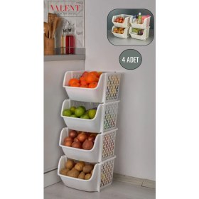 Resim Feyza Design 4'lü Patates ve Soğanlık, Katlı Sebzelik, Oyuncak ve Banyo Organizeri 