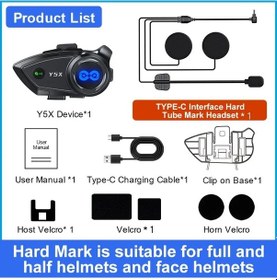 Resim Yeni Bluetooth 5.1 Motosiklet Kask Interkom Kulaklık 4 Rider Grubu 1000 M Çift 1pc Y5x Hard Mic 