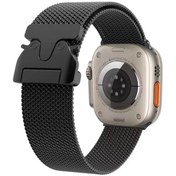 Resim Apple Watch 7 45mm Zore KRD-25 Metal Hasır Kordon-Siyah 