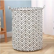 Resim Gateesat 1 Adet Katlanır Büyük Beyaz Ok Desenli Çamaşır Sepeti - Oyuncak Saklama Filesi 