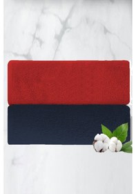 Resim 2 Li Lüks El Yüz Havlu Seti 50x90 Cm %100 Pamuklu Gramajlı Sija Lacivert 