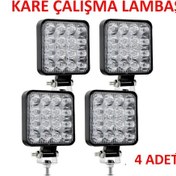 Resim 4 Adet 11x11 16 Led Kare Off Road Traktör Tir Kamyon Sis Fari Sis Lambasi Çalisma Lambasi Projektör 