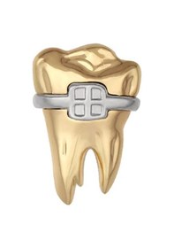 Resim Diş Ve Diş Teli Şeklinde Medikal Broş P0646 Çok Renkli 