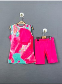 Resim Bilge Trend Kız Çocuk Üst , Bone ,tayt Pembe Tesettür Deniz Havuz Mayo Set Pembe - Turkuaz 