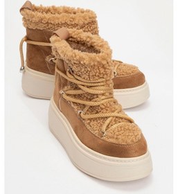 Resim Dila Taba Suni Kürklü Kadın Kalın Tabanlı Kar Botu Taba 