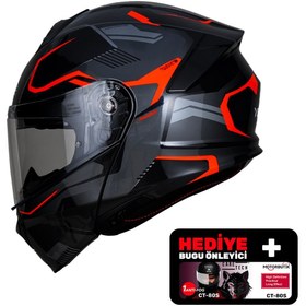 Resim Yohe 935SV Kask Çene Açılır Motosiklet Parlak Turuncu Çift Vizör UV Bluetooth Yuvalı ECE 22.06 MIPS 