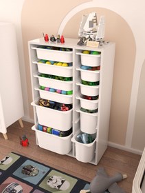 Resim Rine 12 Sepetli Çok Amaçlı Oyuncak Dolabı Beyaz 