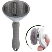 Resim BUFFER® Kedi Köpek Tüy Toplayıcı Kendini Temizleyebilen Ergonomik Rahat Evcil Hayvan Tarağı Gri 