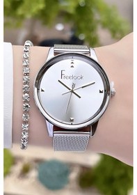 Resim Freelook FLISTE19 Gümüş 5 ATM Su Geçirmez Kadın Kol Saati + Bileklik 