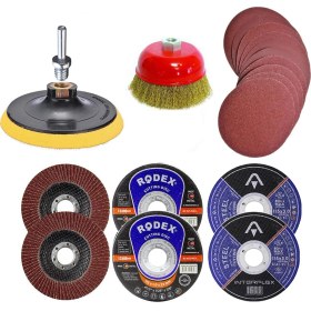 Resim Badem10 25 Parça Avuç İçi Spiral Taşlama Makinesi Cırt Zımpara Flap İnox Metal Kesme Kesici Disk Seti 115 mm 