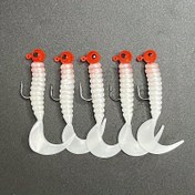 Resim 5 Adet Kurşun Başlı Bionik Yumuşak Plastik Balıkçılık Yemleri - Kıvrımlı Kuyruk Tasarımı, Kırmızı/Turuncu Renk, Tatlı ve Tuzlu Su Balıkçılığı İçin Gerçekçi Hareketli Üst Yüzey Yemler, Esnek Malzeme 