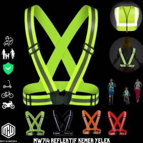 Resim Yüksek Görünüm Reflektif Yelek Sarı Fosforlu Neon Bisiklet, Motosiklet,scooter Gece Ikaz Uyarı Yelek 