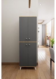 Resim Mirobi Axis Çok Amaçlı Mutfak Dolabı Kiler Dolabı Erzak Dolab... Antrasit - Çam 