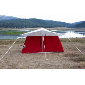 Resim İki Odalı Akrilik Kumaş Kamp Çadırı - Kırmızı 