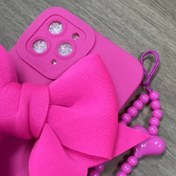 Resim 3'ü 1 Arada (Parlak Pembe) Büyük Kalpli Bileklikli Trend Yay Telefon Kılıfı, Iphone 16, 15, 14, 13, 12, 11, X Pro Max PLUS'a Uygun Darbeye Dayanıklı Telefon Kılıfı. 
