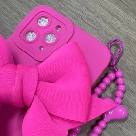 Resim 3'ü 1 Arada (Parlak Pembe) Büyük Kalpli Bileklikli Trend Yay Telefon Kılıfı, Iphone 16, 15, 14, 13, 12, 11, X Pro Max PLUS'a Uygun Darbeye Dayanıklı Telefon Kılıfı. 