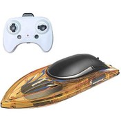 Resim Yetişkinler Ve Çocuklar İçin Uzaktan Kumandalı Tekne, Havuz Ve Göl İçin 2.4ghz Yüksek Hızlı Uzaktan Kumandalı Sürat Teknesi, Led Işıklı Elektrikli Tekne Oyuncağı Şeffaf Sarı 