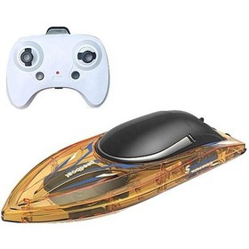 Resim Yetişkinler Ve Çocuklar İçin Uzaktan Kumandalı Tekne, Havuz Ve Göl İçin 2.4ghz Yüksek Hızlı Uzaktan Kumandalı Sürat Teknesi, Led Işıklı Elektrikli Tekne Oyuncağı Şeffaf Sarı 