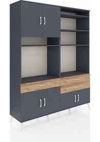 Resim Hyperion Gardrop 10 Raflı 3 Çekmeceli 8 Kapaklı 176x44x221 Antrasit-antrasit/çam Antrasit/çam 