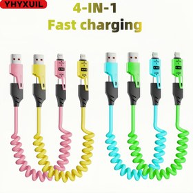 Resim 1 adet/2 adet/4 adet 65W Yüksek Hızlı Şarj Kablosu, SamSung, One Plus, Mi 13, Huawei ve iPhone serisi ürünleri için yay teleskopik yüksek hızlı şarj veri kablosu, araç şarjı için en iyi seçim 