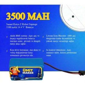 Resim Şımart Sımart Katya Z Robot Süpürge 3500 mAh 14.4 V Batarya - Orjinal Uyumlu Uzun Ömürlü, Yüksek Performans Pil 