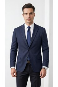 Resim Plus Scorpion Slim Fit Mikro Desenli Erkek Ceket Yazlık Pike Kumaş Çift Yırtmaç Blazer 