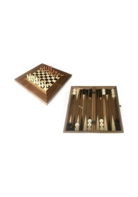 Resim Star Ege Masif Ahşap Kareli Tavla Ve Satranç Seti 