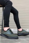 Resim BOUIS Erkek Casual Haki Siyah Süet Sneaker Bağcıklı Yüksek Taban Şık Rahat Ortopedik Spor Ayakkabı 
