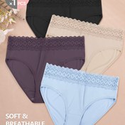 Resim Rastgele 6 Renk Orta Bel Buz Slick Fiber Kumaş Dikişsiz Seksi İnce Tanga İç Çamaşırları 