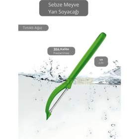 Resim Meyve Soyacağı Paslanmaz Sebze Soyacağı Yan Soyacak Çelik Yeşil 17 cm 