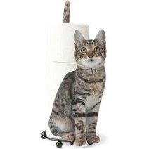 Resim Tuvalet Kağıdı Havlu Tutucu Kedi Şekli Banyo Tuvalet Kağıdı Depolama Raf Hediye Kedi Severler Için Tuvalet Rulo Tutucu Wc Kağıt Standı | Kağıt Tutucular (Gri)(Yurt Dışından) 