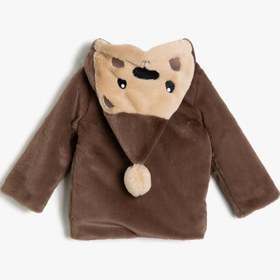 Resim Erkek Bebek Kapüşonlu Peluş Kaban 