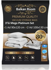 Resim Balkan Room Vakum Hurcu 3 Lü Mega Platinum Set Vakumlu Hurç Şeffaf 