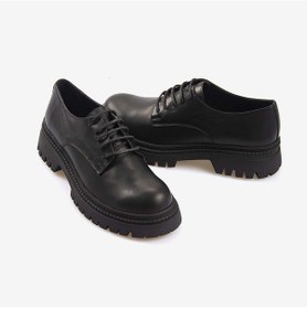 Resim Kemal Tanca Hakiki Deri Siyah Kadın Günlük Bağcıklı Ayakkabı 51465 Siyah 