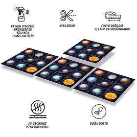 Resim Tink Kendinden Yapışkanlı Renkli Gezegen Desenli Pvc Karo 30x30 Cm 