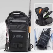 Resim Erkekler için Spor Olta Çantası - Çoklu Cep, Su Geçirmez Olmayan Nylon Kumaş, Ayarlanabilir Omuz Askısı, Zip Kapatma, Siyah 